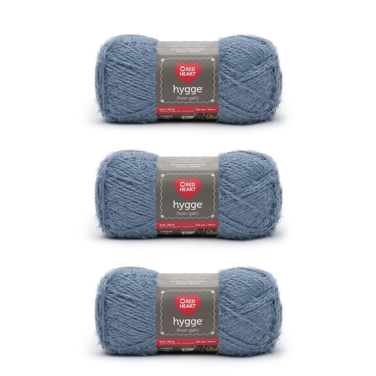 Red Heart Hygge Slate Blue Yarn - 3 Pack of 227g/8oz - Acrylic Nylon Blend - 5 Bulky - 212 Yards - Knitting/Crochet